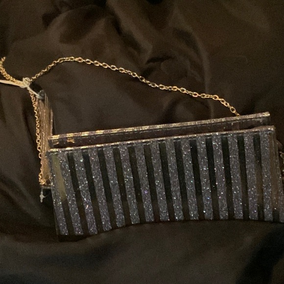 NWT rose gold sparkle evening clutch with long handle - Picture 1 of 5